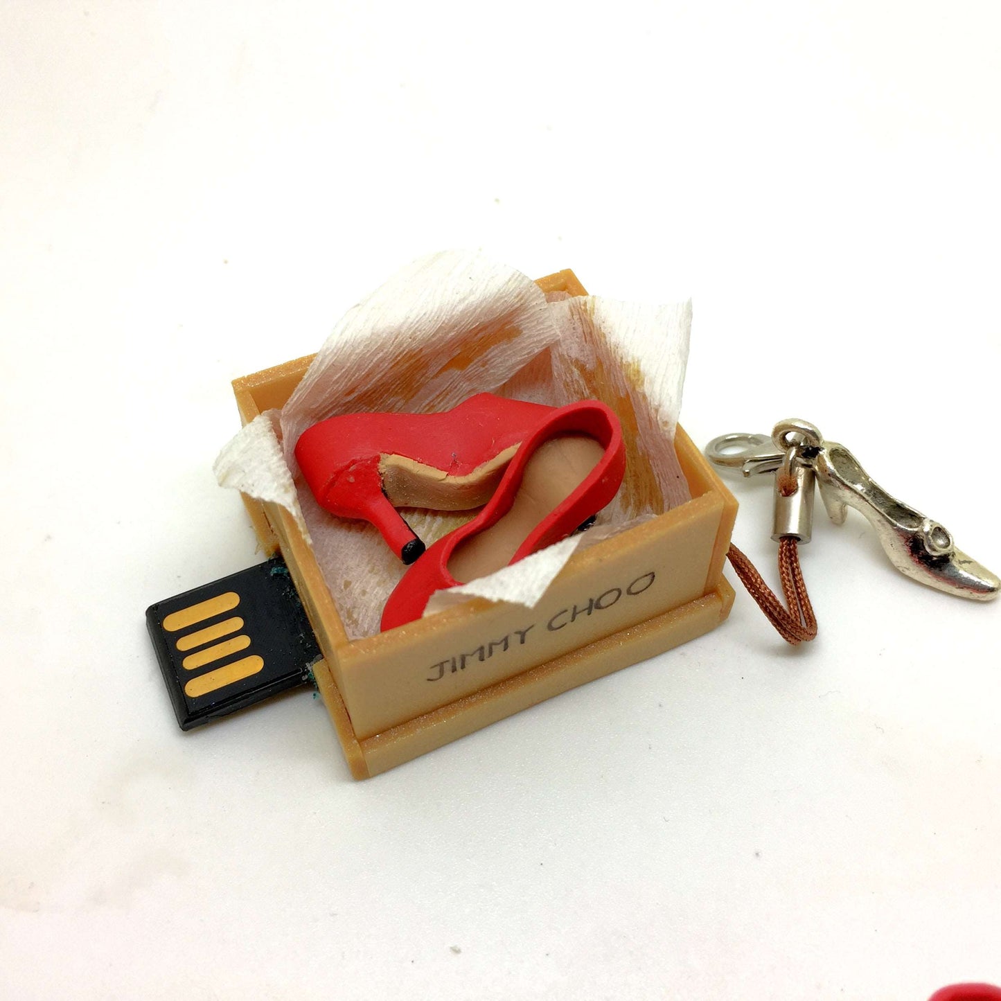 Jimmy Whoo Red Miniature Shoes Novelty Pen Drive
