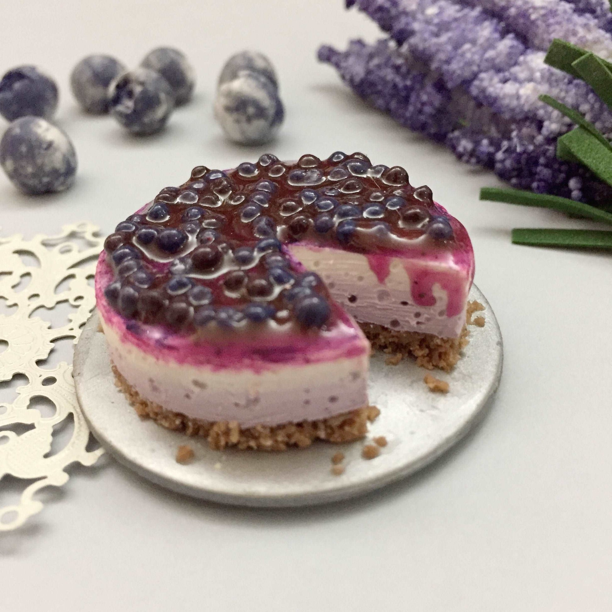Blueberry Cheesecake Dessert Miniature Food Magnet