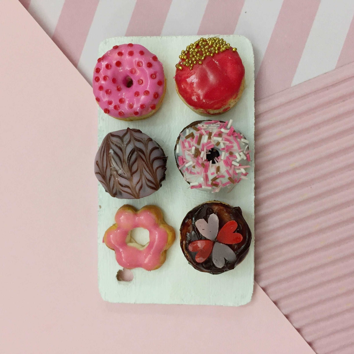 Pink Donut Platter Variety Miniature Food Magnet