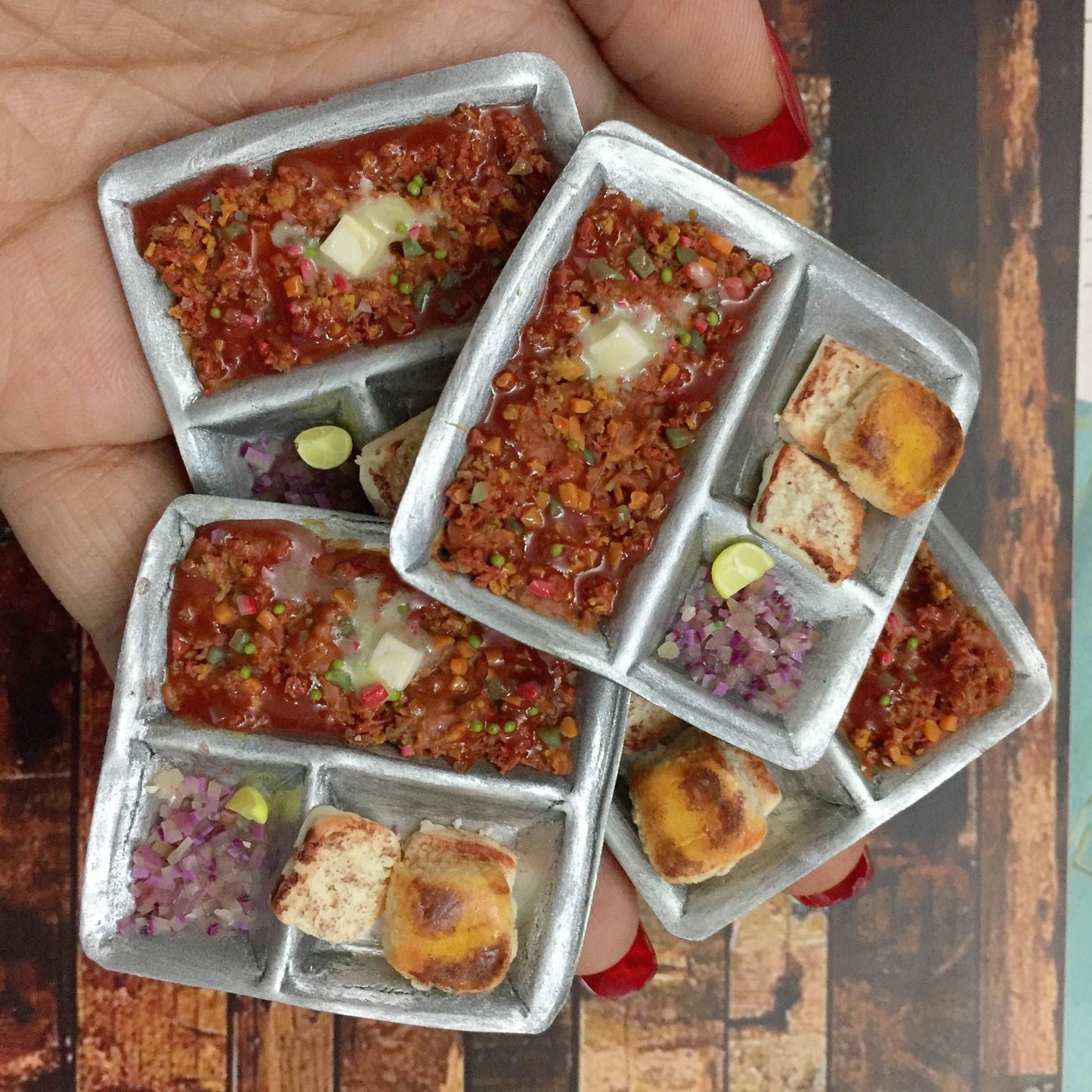 Mumbai Pav Bhaji Indian Chaat Miniature Food Magnet