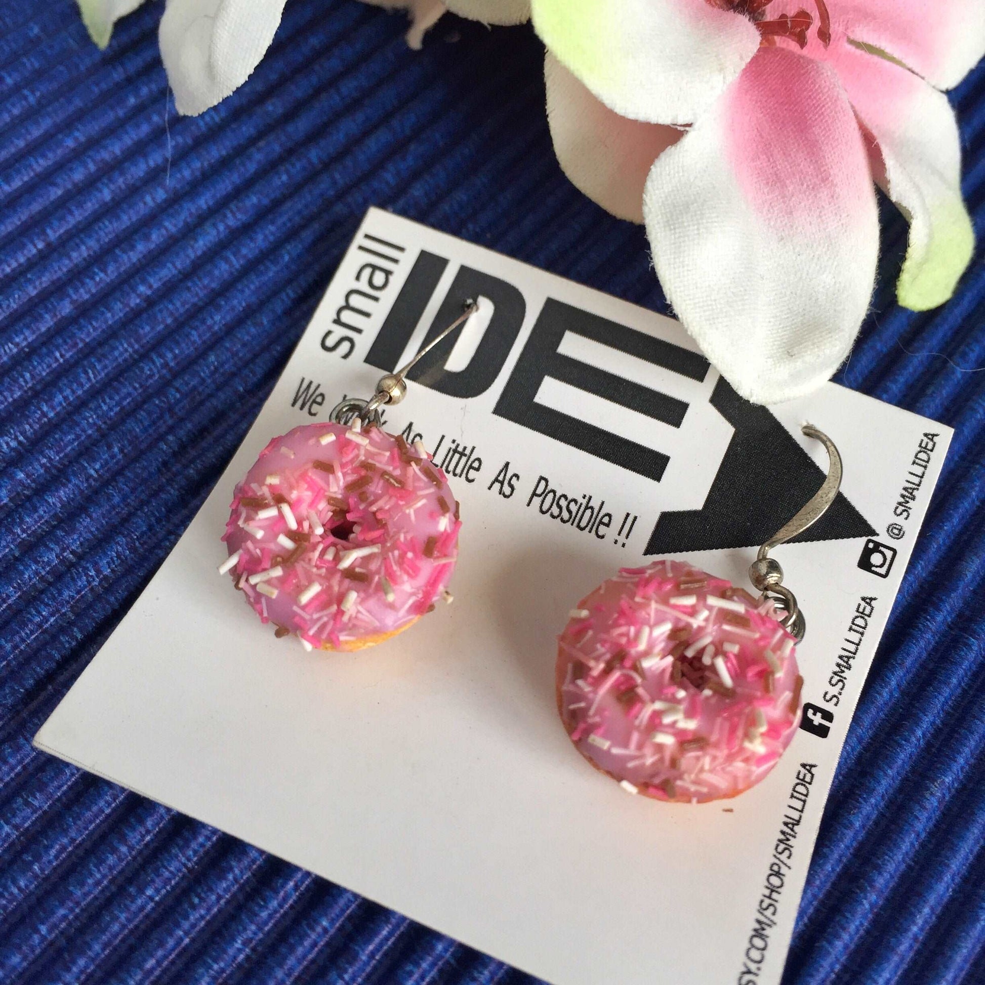 Pink Donut With Sprinkles Mini Food Earrings
