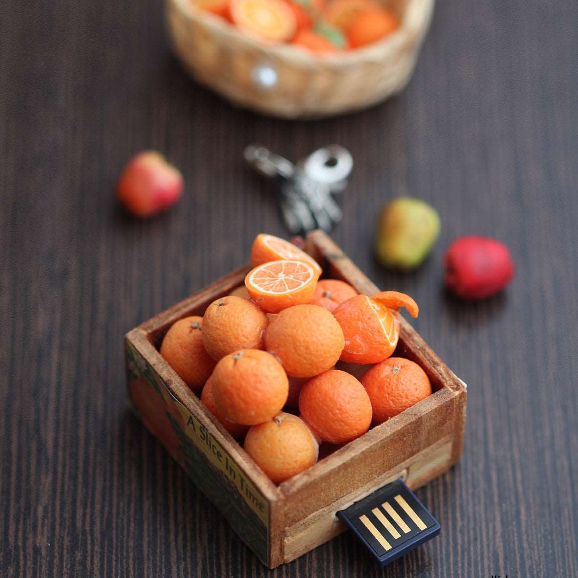 Crate Of Miniature Oranges Novelty Pen Drive 