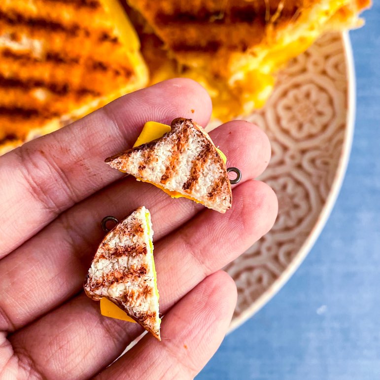 Grilled Cheese Sandwich Mini Food Earrings
