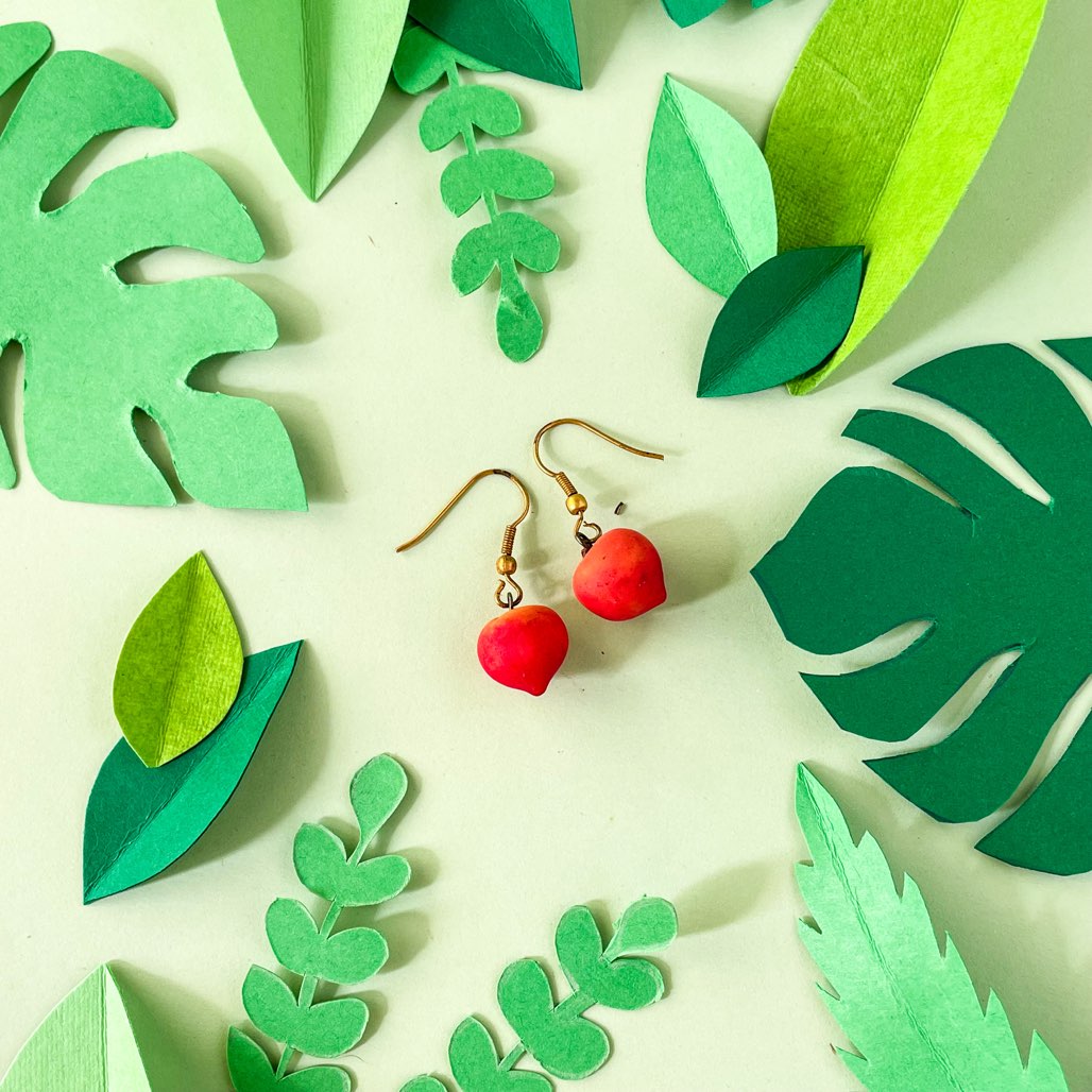 Red Plum Miniature Fruit Earrings