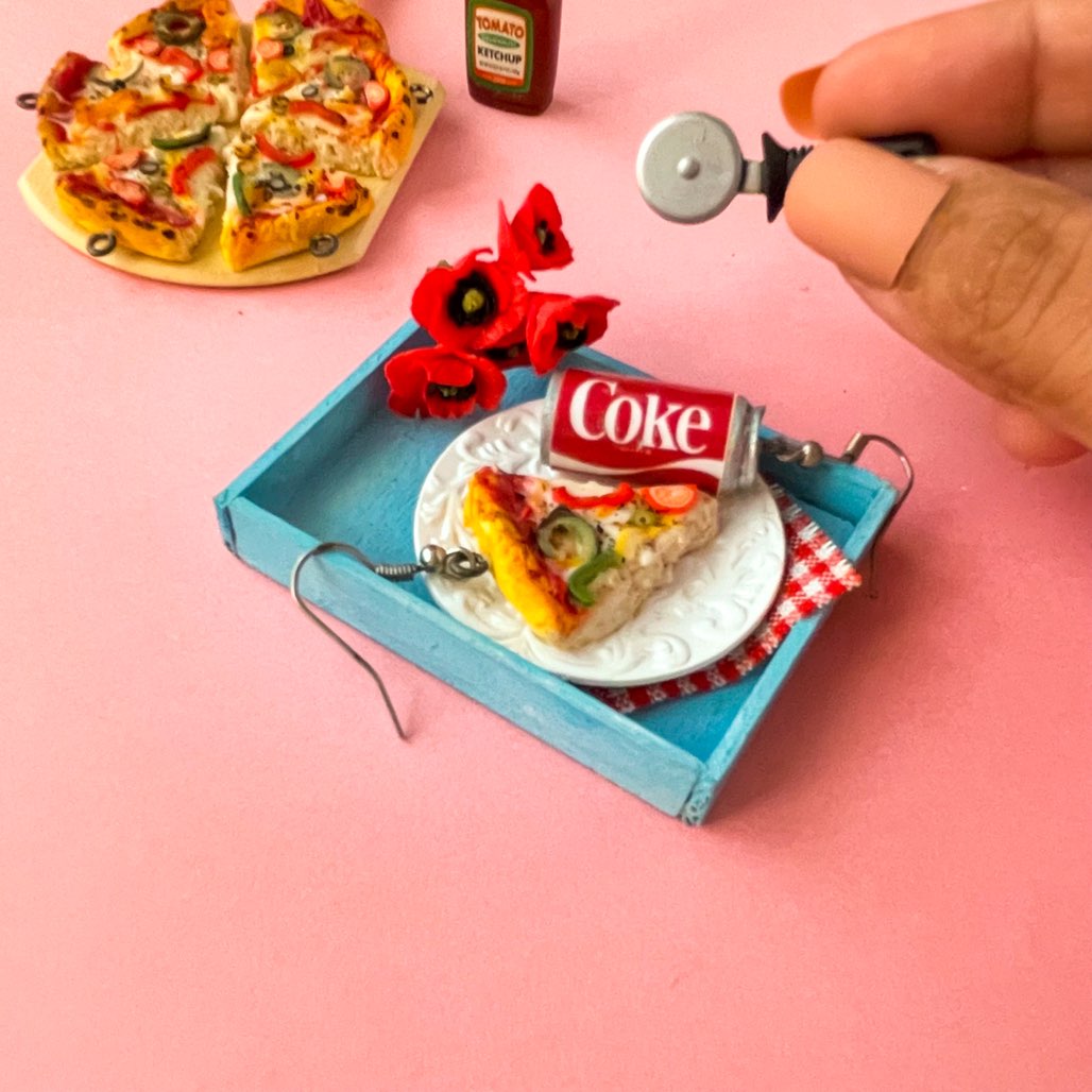 Pizza N Coke Mini Food Earrings