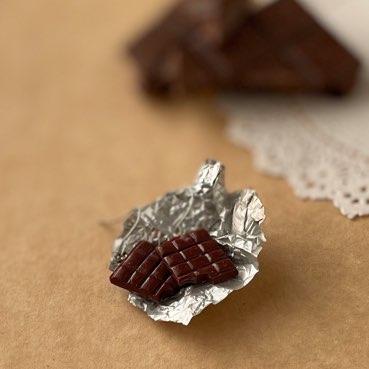 Chocolate Slab Miniature Food Earrings
