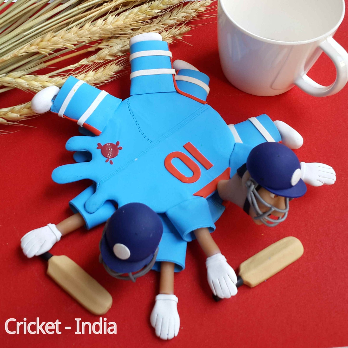 Men in Blue  Cricket Splattered Clay Coaster