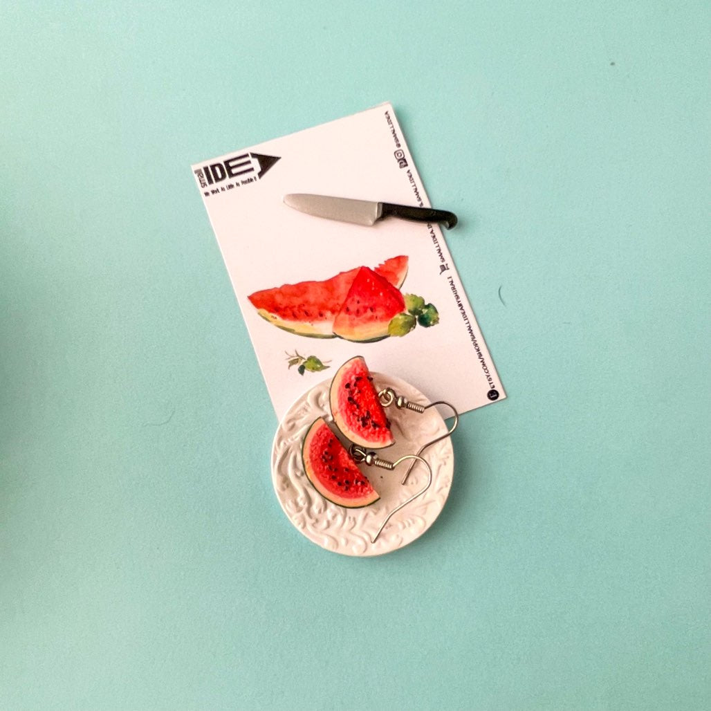 Watermelon Slice Miniature Fruit Earrings