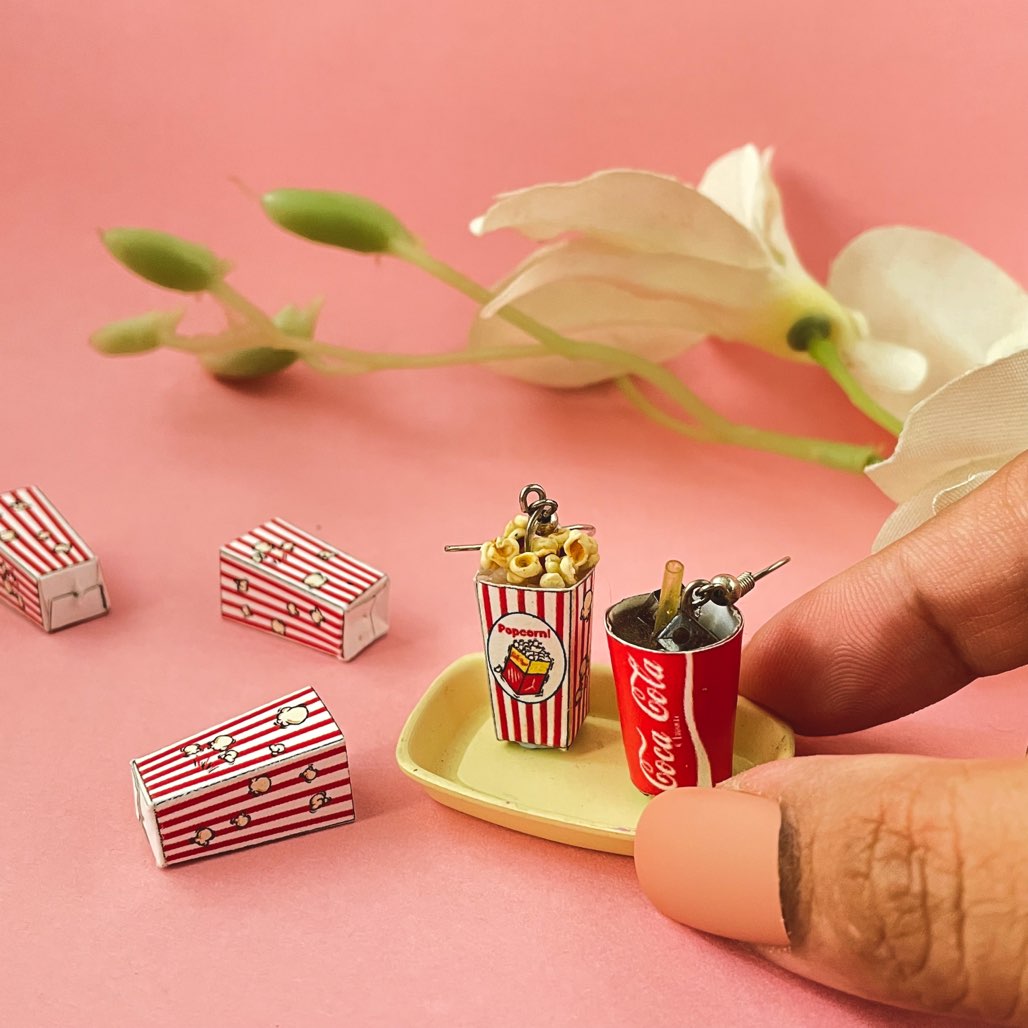 Popcorn Coke Combo Mini Boucles d'oreilles alimentaires