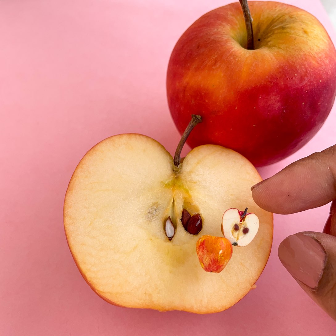Clous d’oreilles miniatures moitiés de fruits de pomme
