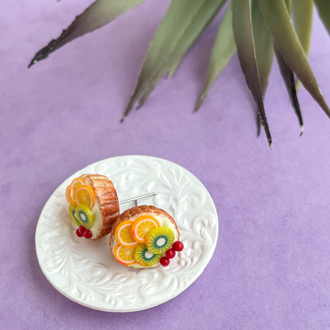 Citrus Cream Fruit Miniature Tarts Ear Studs