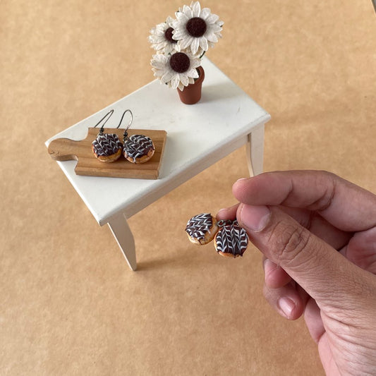 Chevron Chocolate Donuts Miniature Food Earrings