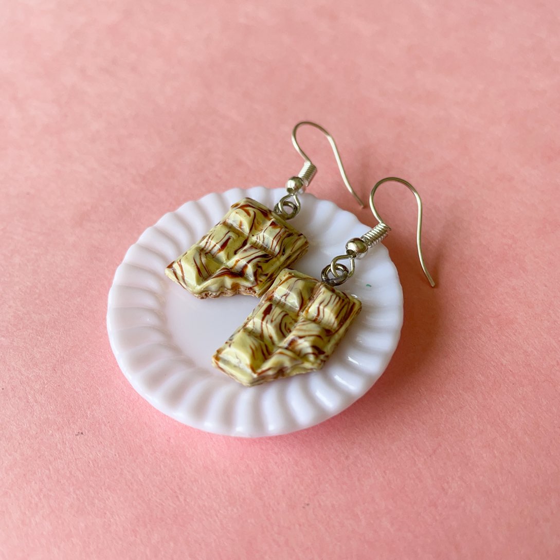 White Chocolate Marble Miniature Food Earrings