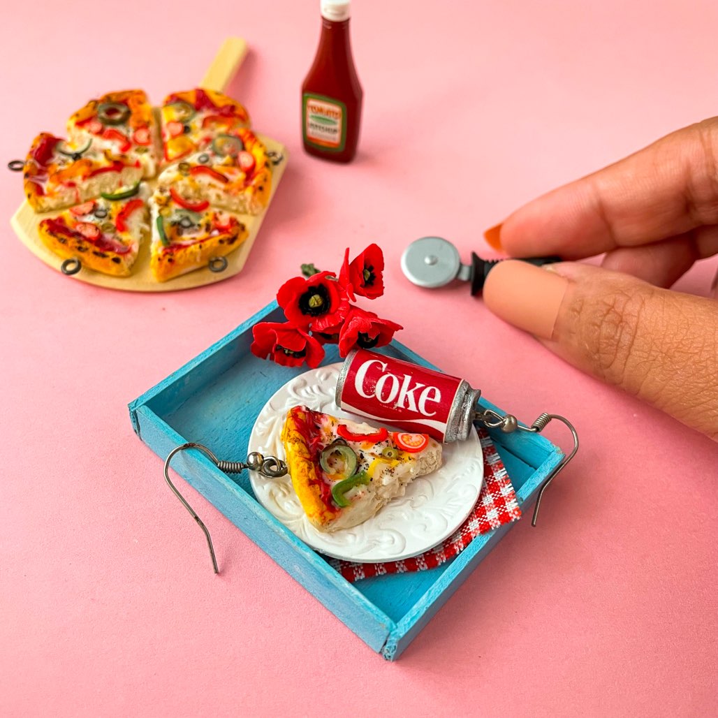 Pizza N Coke Mini Food Earrings