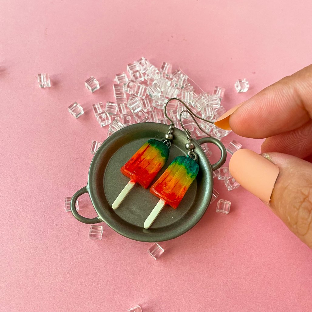 Rainbow Icecandy Bar Mini Food Earrings