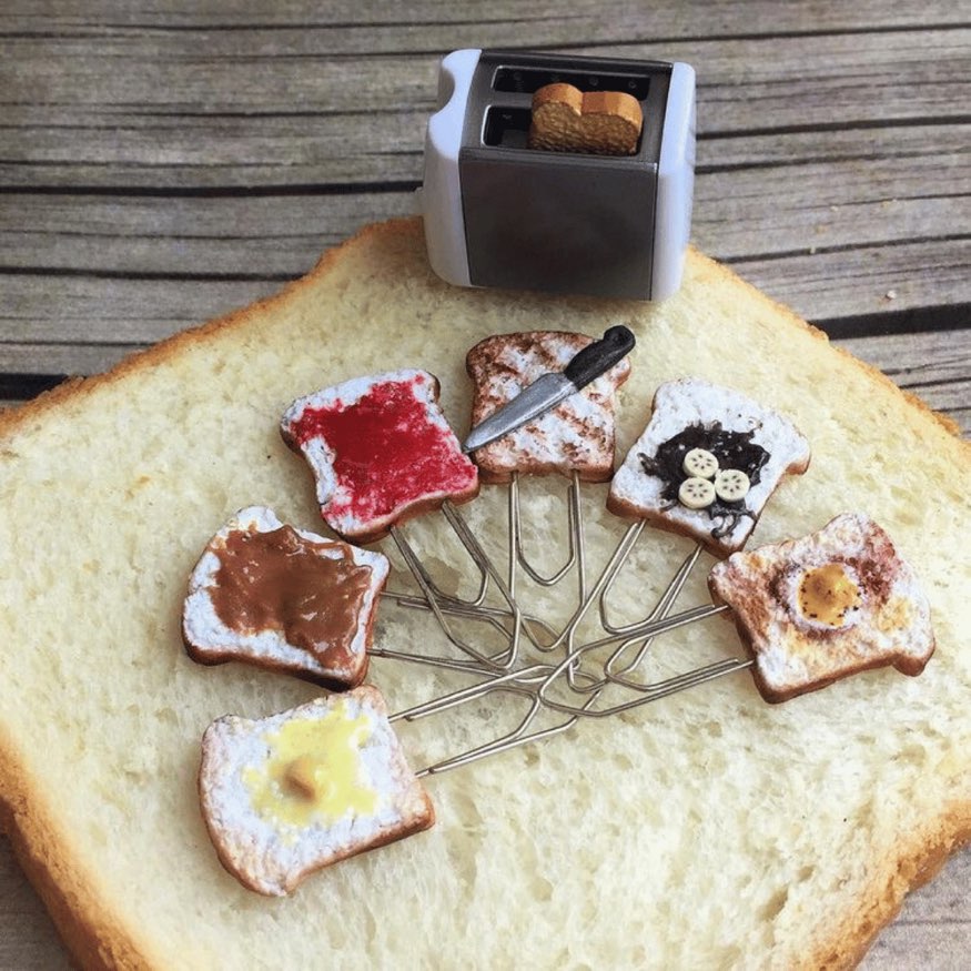 Bread Toast Miniature Planner N Paper Pins