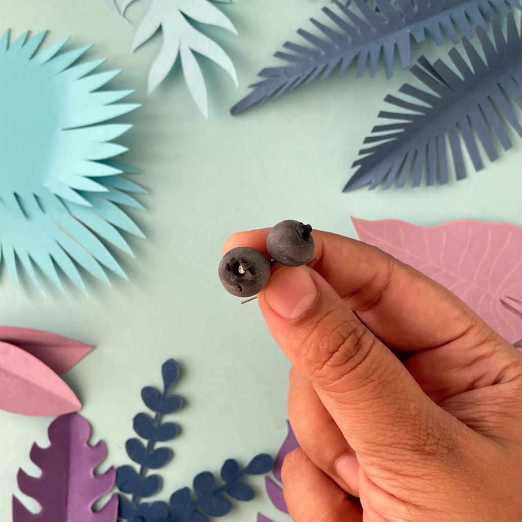 Blueberry Fruit Miniature Food Earrings