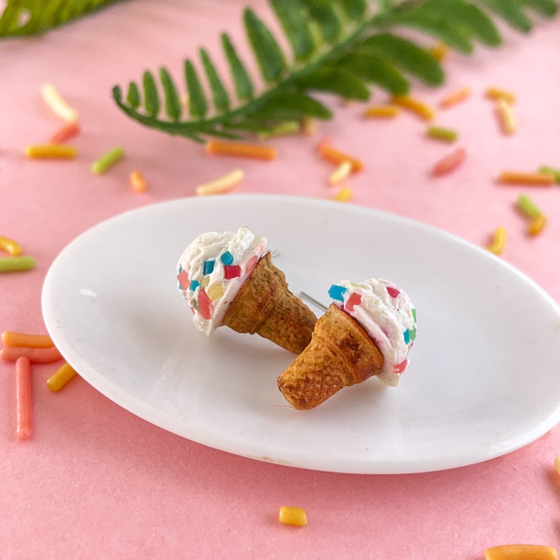 Icecream Cone Miniature Food Ear Studs
