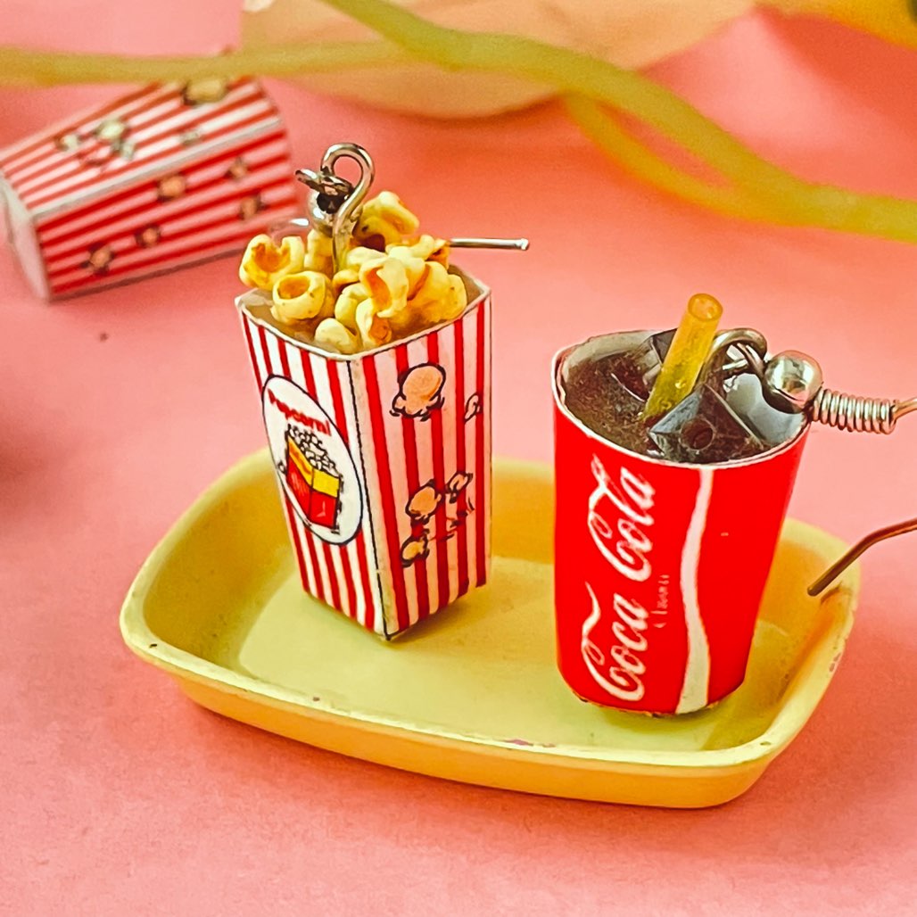 Popcorn Coke Combo Mini Food Earrings