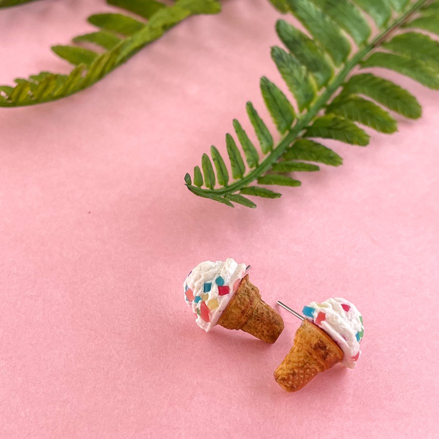 Icecream Cone Miniature Food Ear Studs