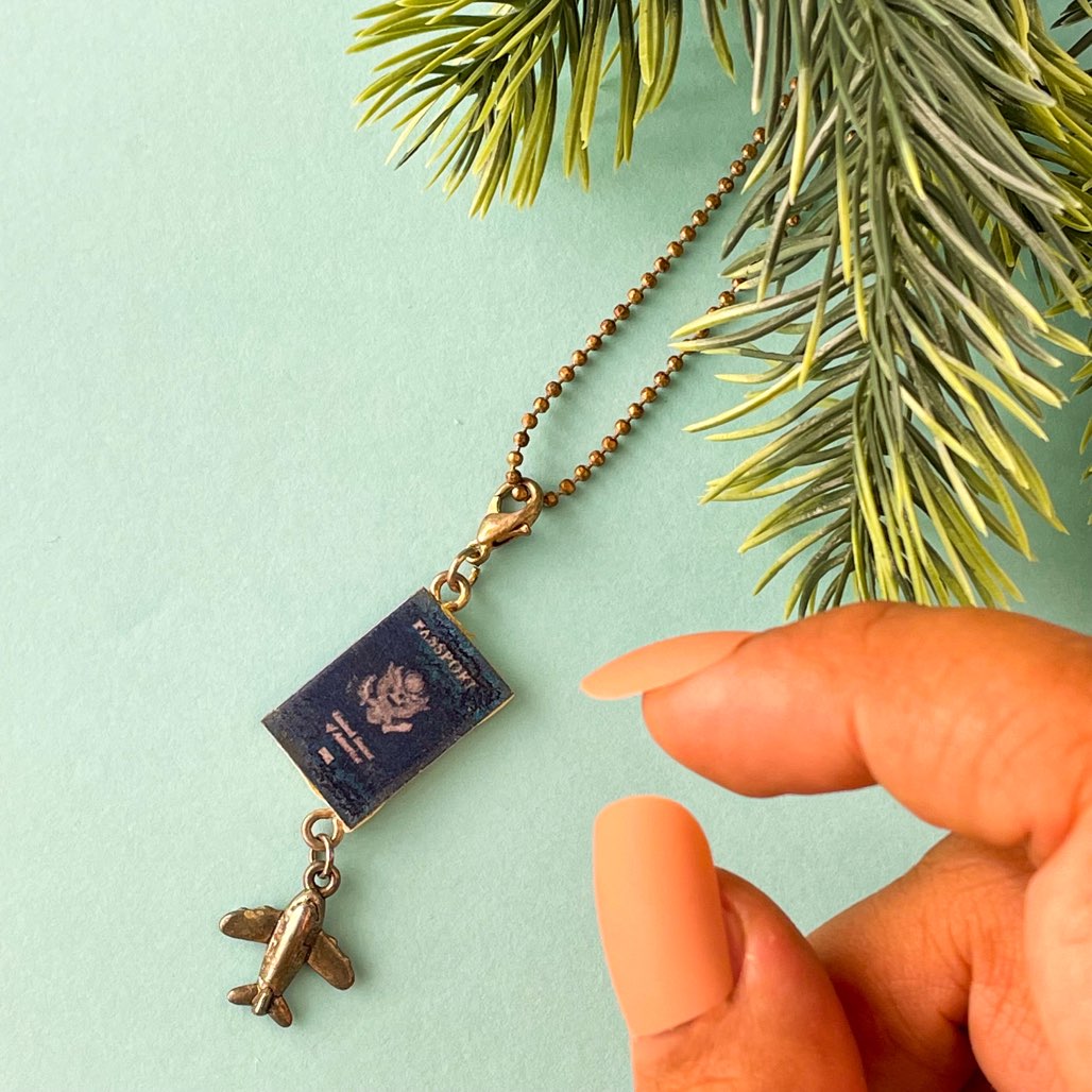 Passport Miniature Charm Pendant Necklace 