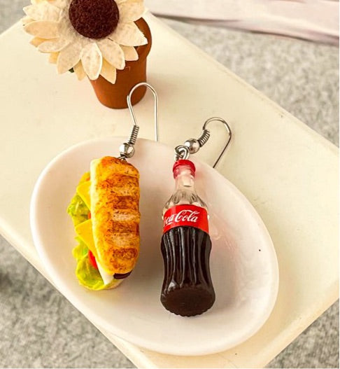 Subway Sandwich And Miniature Coke Earrings