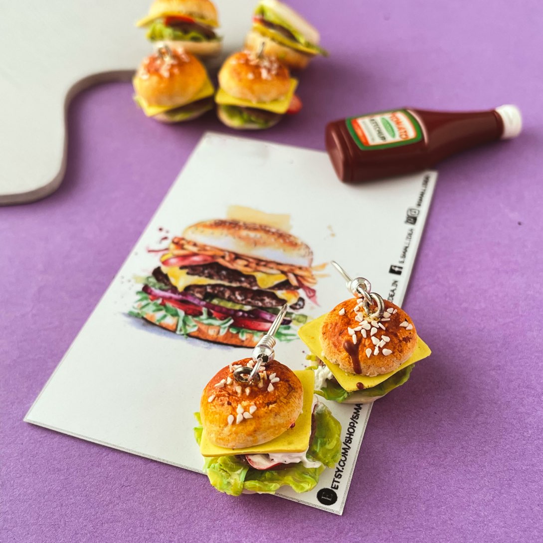Burger Mini Food Earrings
