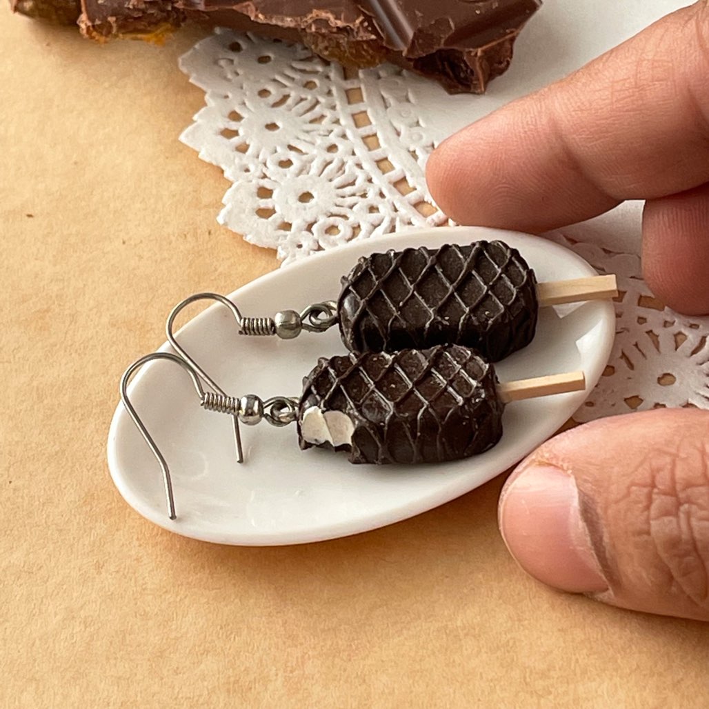 Dark Chocolate HaggenDazs Mini Icecream Bar Earrings