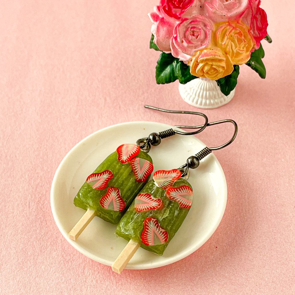 Raw Mango Strawberry Ice Candy Bar Mini Earrings