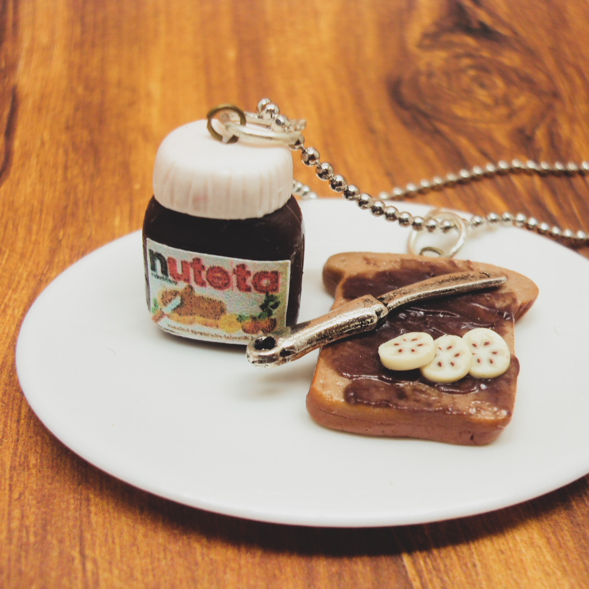 Nutella N Bread Miniature Charm Pendant Necklace