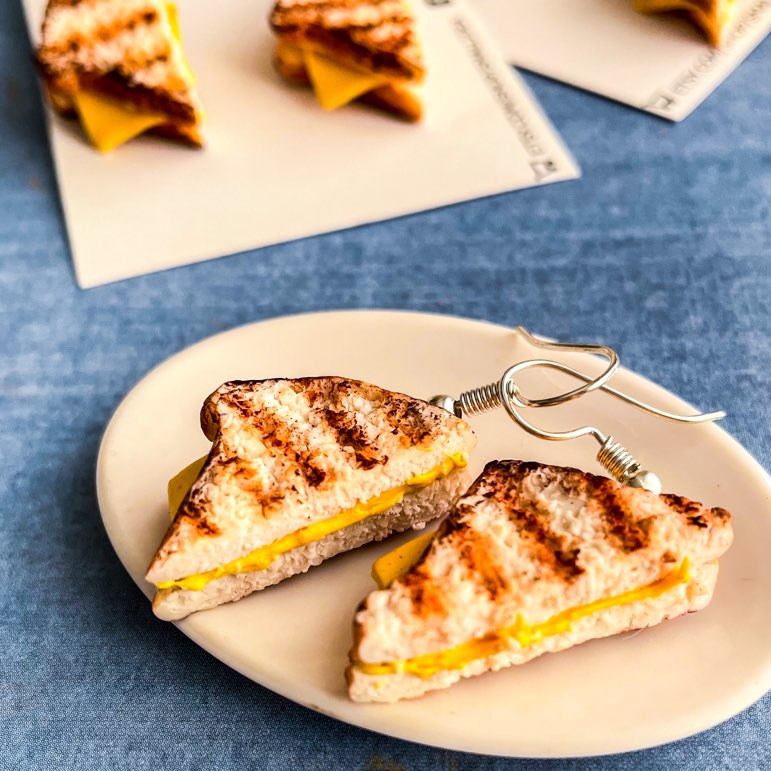 Grilled Cheese Sandwich Mini Food Earrings