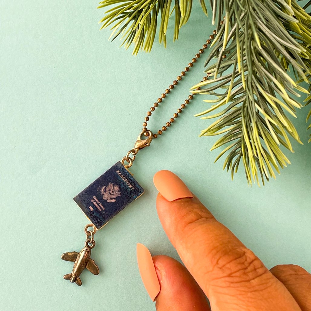 Passport Miniature Charm Pendant Necklace