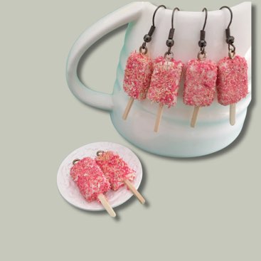Strawberry Shortcake Icecream Bar Mini Food Earrings