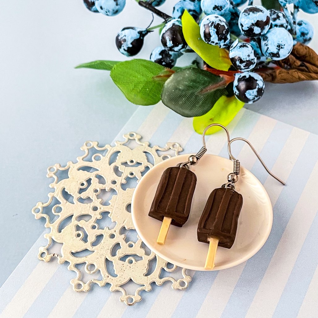 Chocolate Icecream Bar Miniature Food Earrings