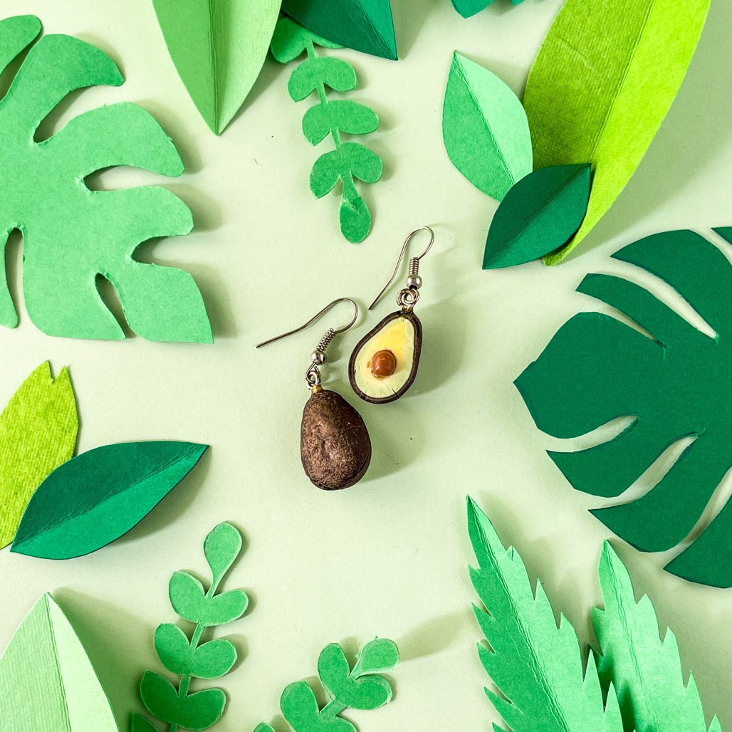 Avocado Halfs Miniature Fruit Earrings