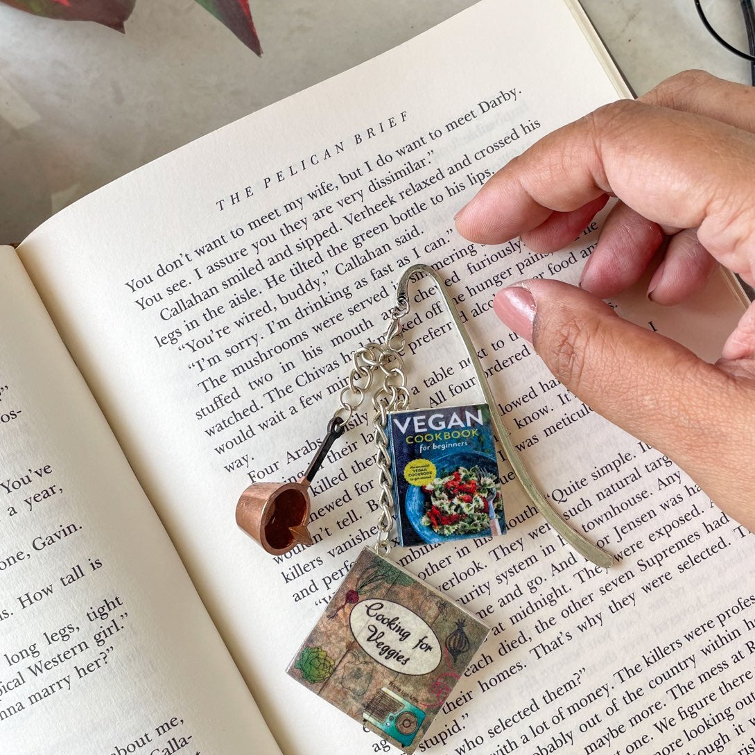 Vegan Cooking Miniature Book Hook Bookmark