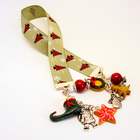 Sage Green Christmas Tree Ribbon Bookmark 