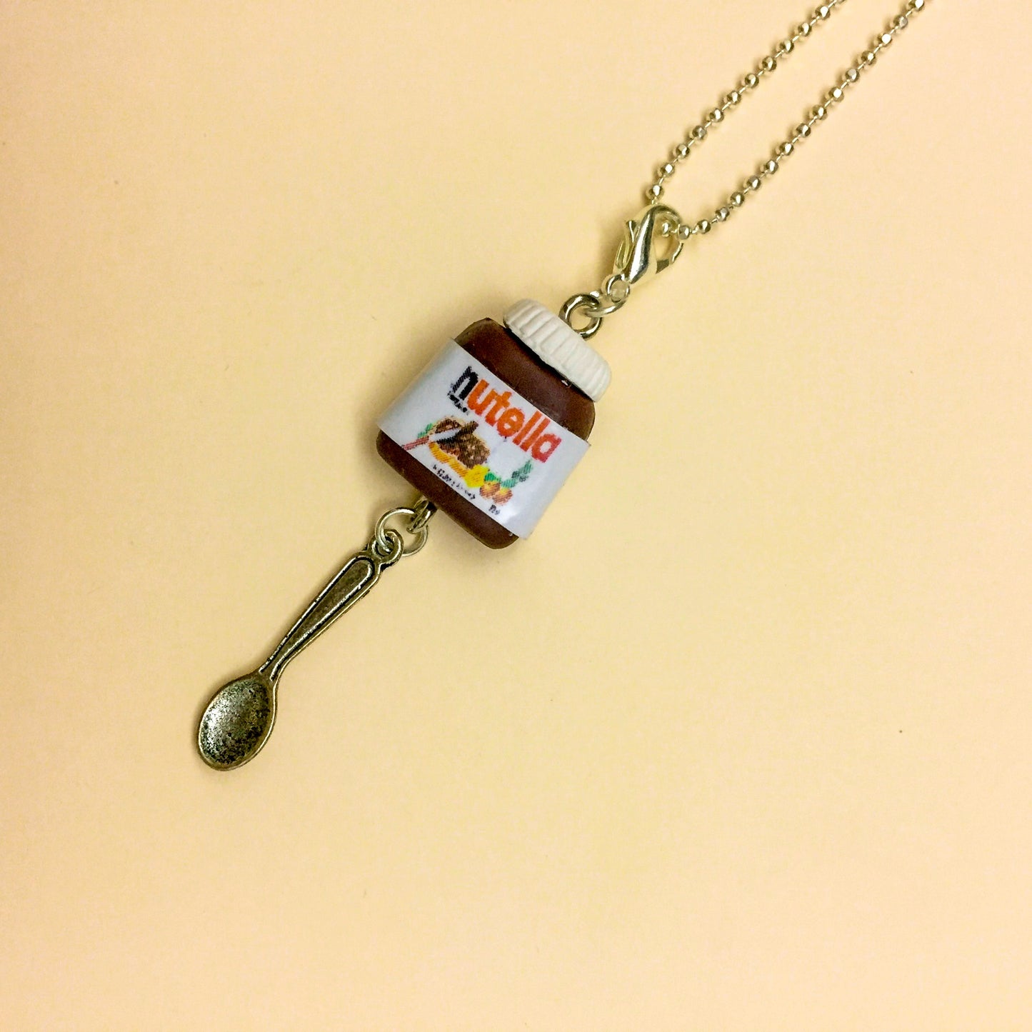 Nutella Bottle Spoon Miniature Charm Pendant Necklace