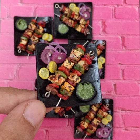 Grilled Paneer Kebab Indian Miniature Food Magnet