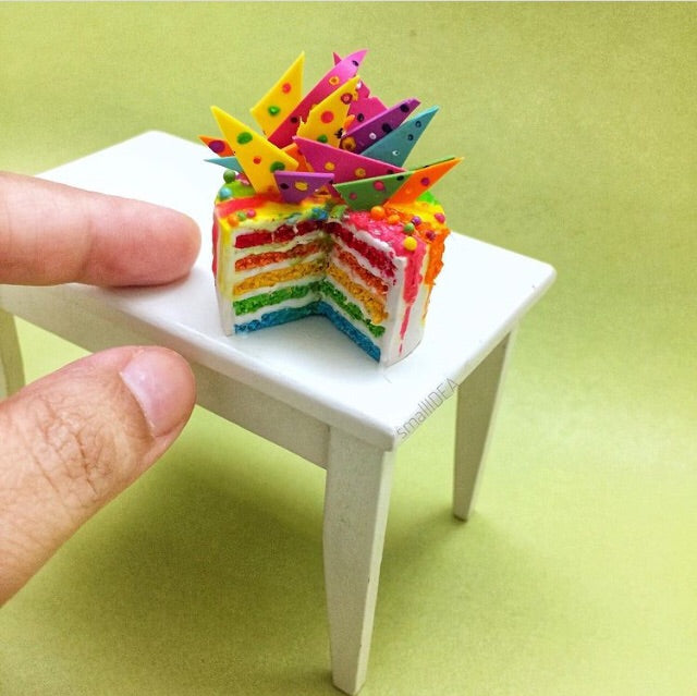 Rainbow Cake Dessert Miniature Food Magnet