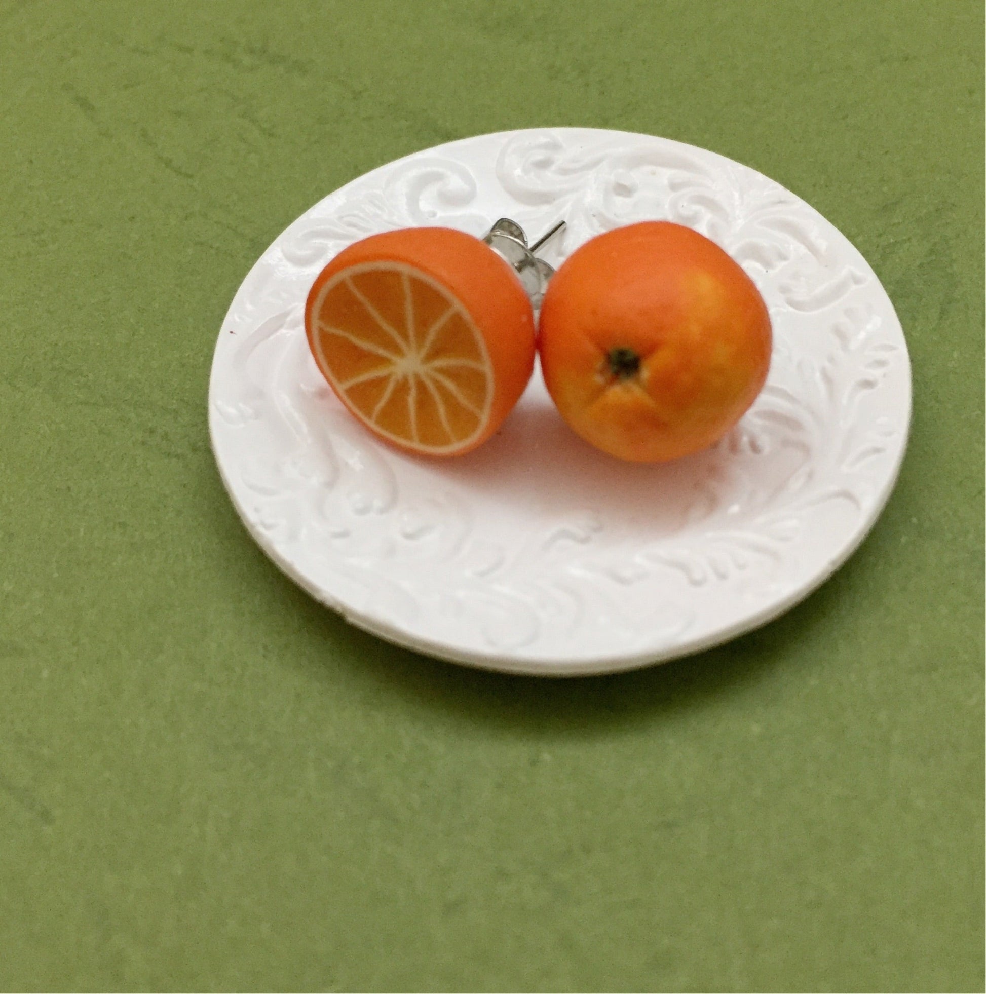 Orange Fruit Miniature Food Ear Studs