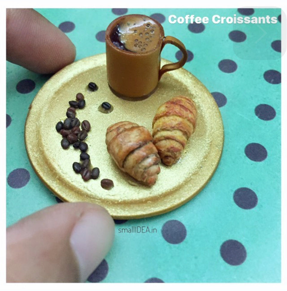 Coffee Croissant Miniature Food Magnet